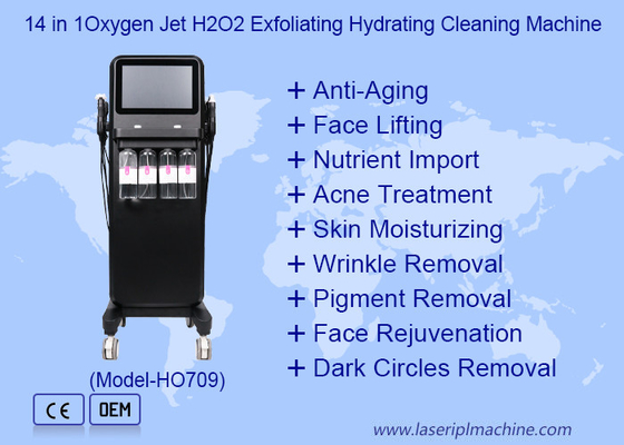 14 in 1 산소 제트 H2O2 껍질을 벗기는 수분화 청소 기계